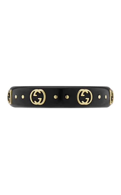 GUCCI 18K Yellow Gold & Black Synthetic Corundum Icon Ring YBC679262001 - Image 3