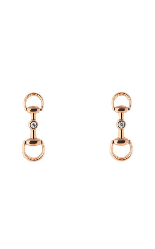 Gucci Horsebit Diamond Earrings in Rose Gold YBD79616700100U