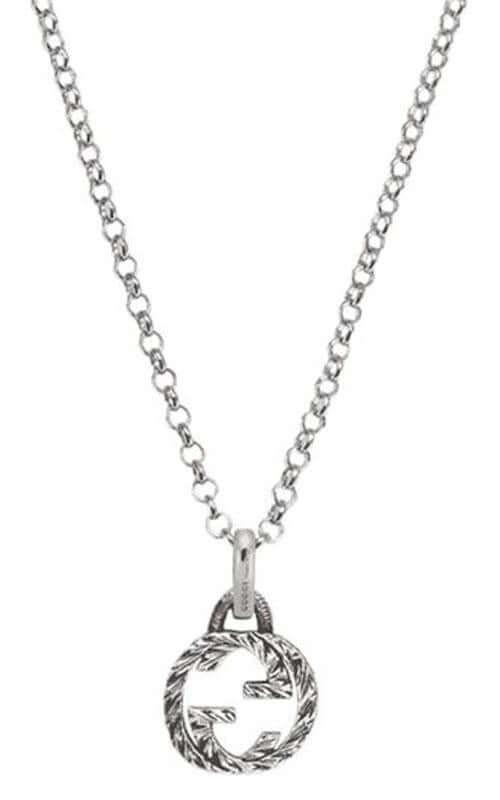 GUCCI Interlocking-G Blackened Silver Necklace YBB45553500100U