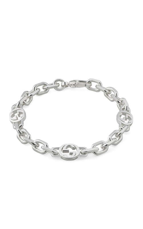 GUCCI Silver Interlocking G Bracelet Shiny YBA620798002
