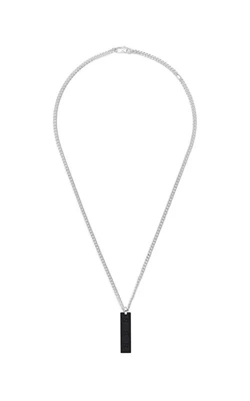 GUCCI GG Tag Necklace Sterling Silver & Rubber YBB79717400100U