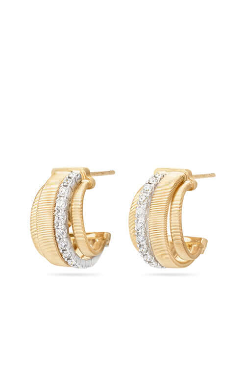 Marco Bicego Masai Earrings 4 Row Gold & Diamonds OG413-B-YW
