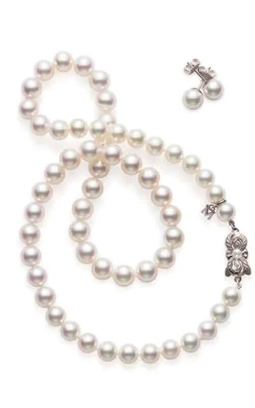Mikimoto Strand and Stud Earrings Set Akoya Pearls 18k White Gold UN80118VS1W2