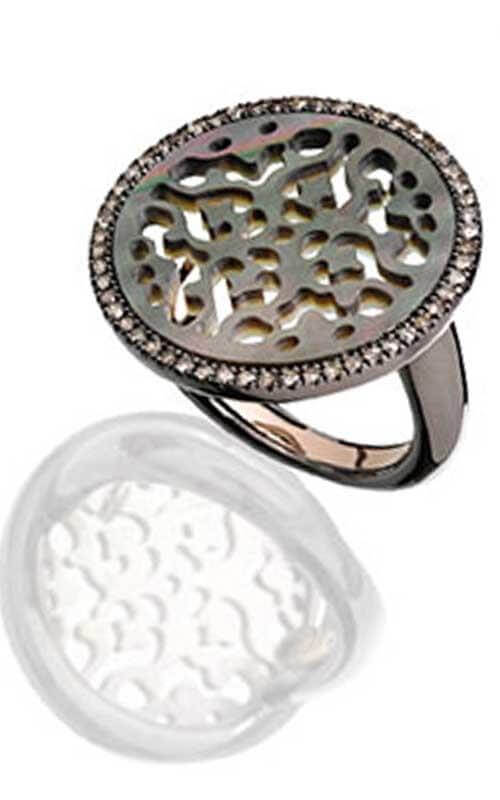 Mimi Shelley Rose Gold, Silver, Mother of Pearl and Diamonds Ring (A503C8B)
