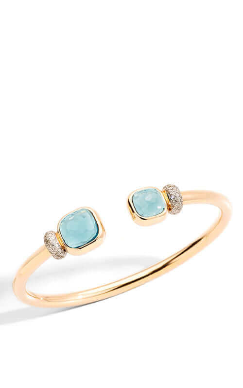 Pomellato Nudo Petite Bangle Bracelet 18k Rose Gold with Sky Blue Topaz/Diamonds PBC1006O7WHRDB0OY