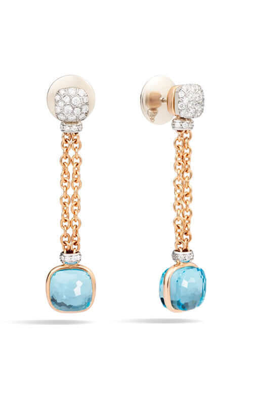 Pomellato Blue Topaz and Diamonds Nudo Earrings POB9051O6000DB0OY
