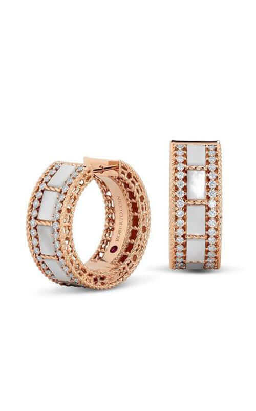 Roberto Coin Art Deco Rose Gold Diamond MOP Earrings 8882772AXERX