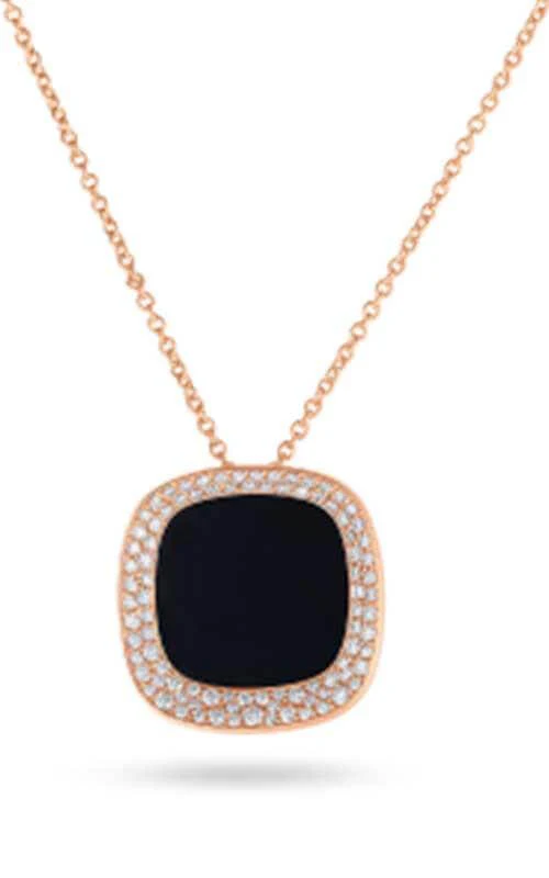 Roberto Coin Carnaby St.Rose Gold, Black Jade and Diamonds Necklace (8882196AXCHX)