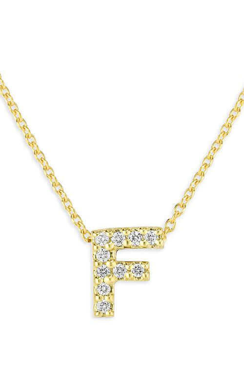 Roberto Coin Love Letter F Pendant Yellow Gold and Diamonds 001634AYCHXF